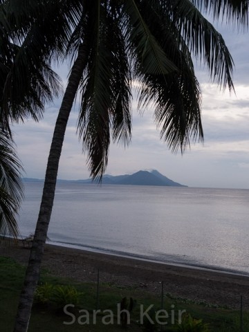 View from our hotel room towards the volcano Tavurvur