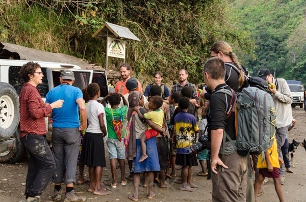 Gold panning outside Bulolo